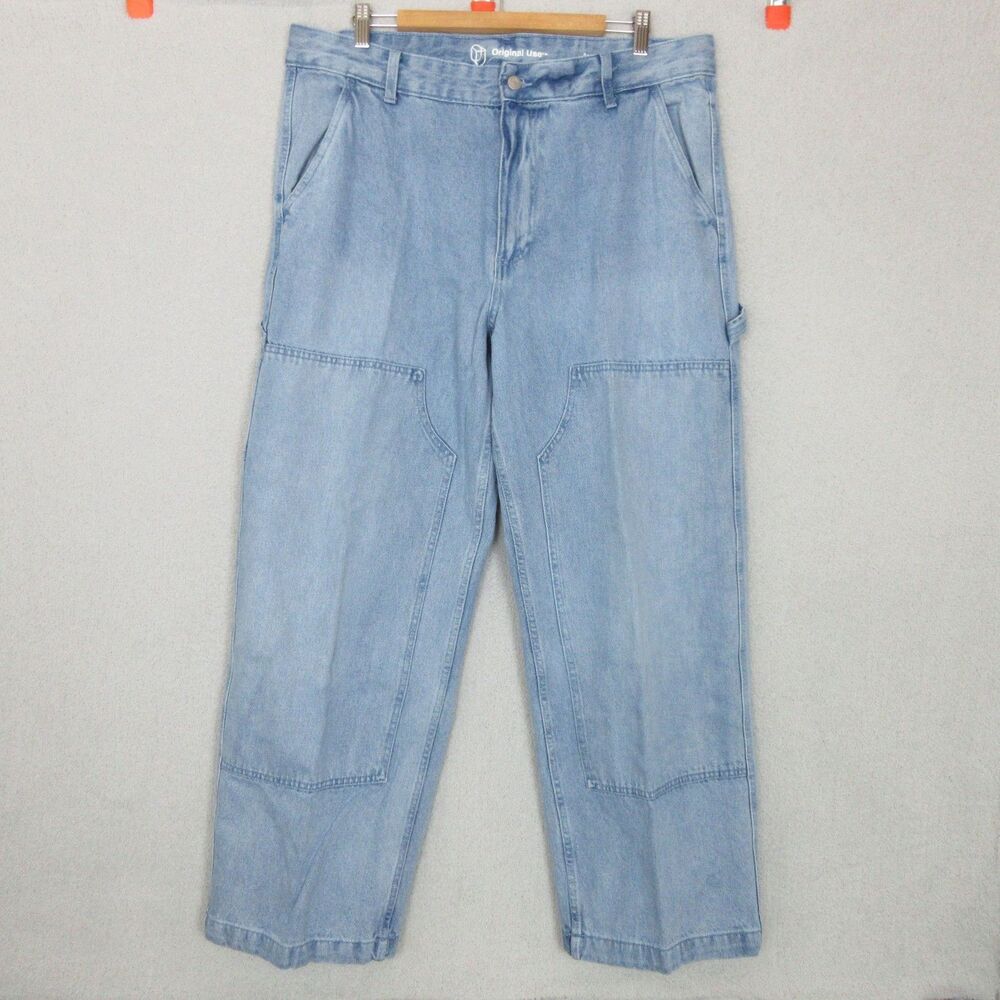 Original Use Jeans Mens 38x32 Baggy Painter Light Wash Carpenter Pocket Workwear